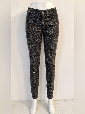AG Stevie Ankle Jeans 25R Anthropologie Paisley Print High Rise Velvet Feel